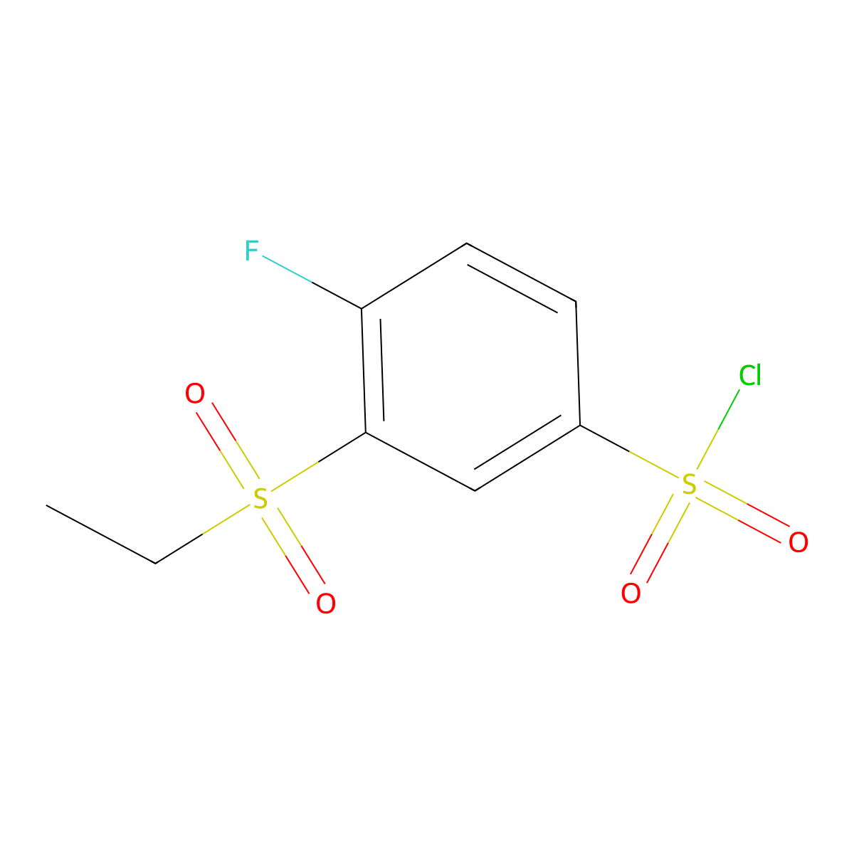 3-(Ethanesulfonyl)-4-fluorobenzene-1-sulfonyl chloride molecular structure, CAS 1354963-44-2