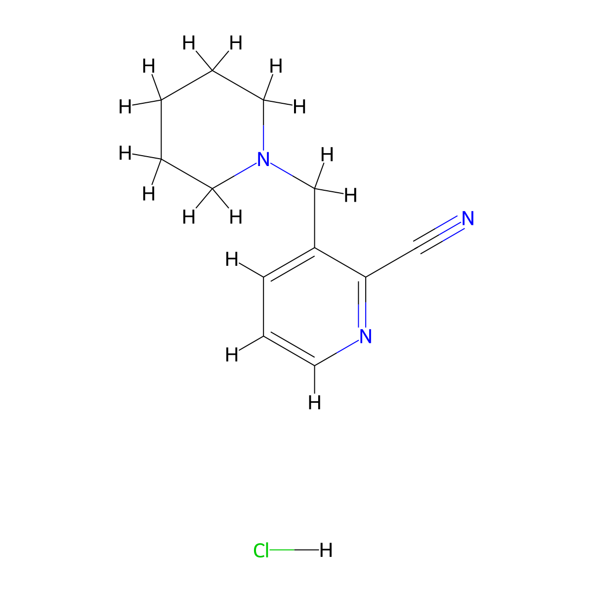 3-(Piperidin-1-ylmethyl)pyridine-2-carbonitrile hydrochloride molecular structure, CAS 1354963-46-4