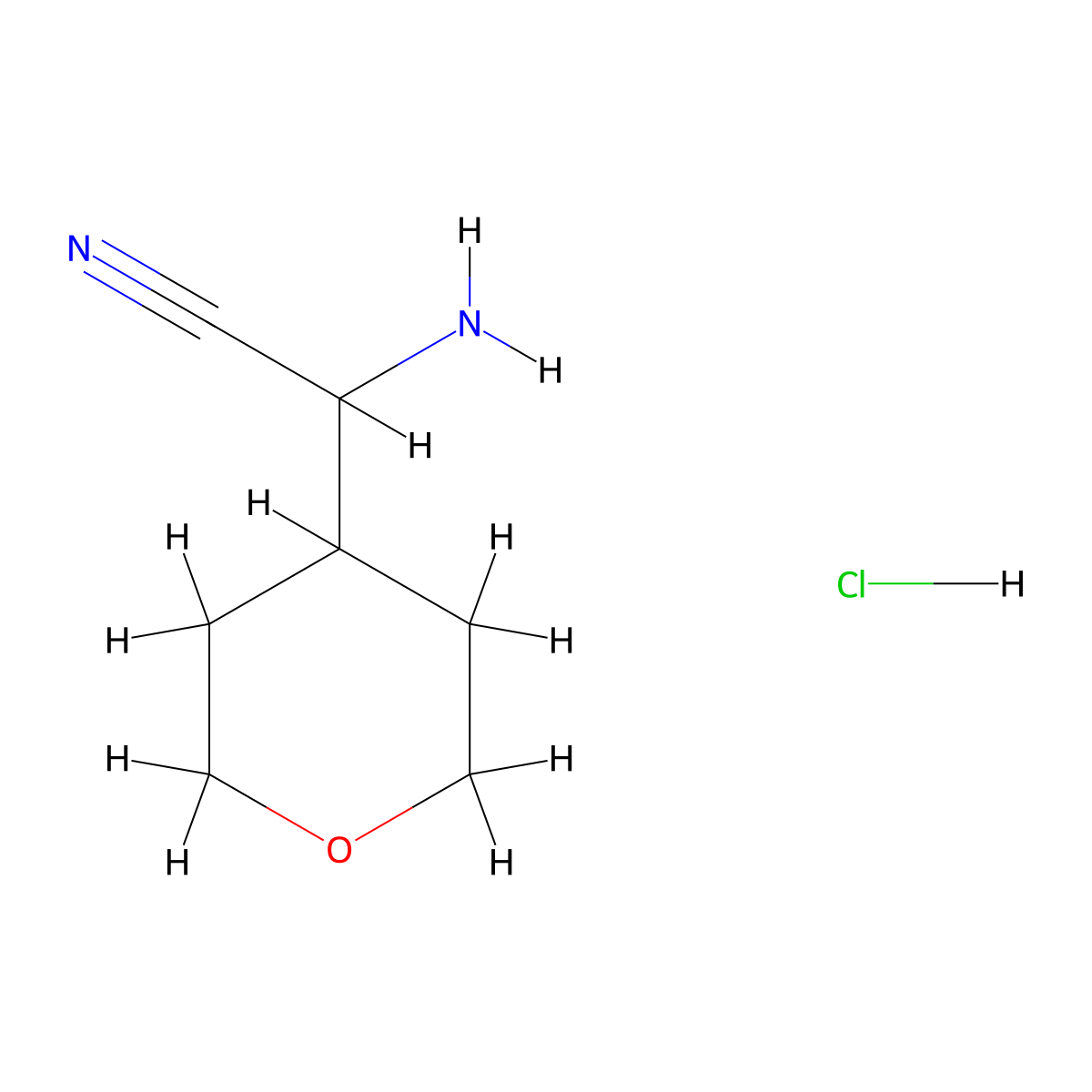 2-Amino-2-(oxan-4-yl)acetonitrile hydrochloride molecular structure, CAS 1354963-52-2