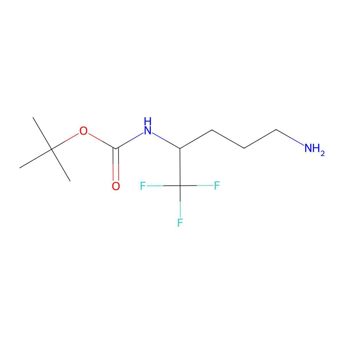 tert-butyl N-(5-amino-1,1,1-trifluoropentan-2-yl)carbamate molecular structure, CAS 1354963-57-7