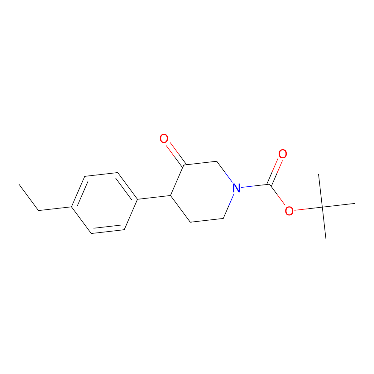 Tert-butyl 4-(4-ethylphenyl)-3-oxopiperidine-1-carboxylate molecular structure, CAS 1354963-66-8