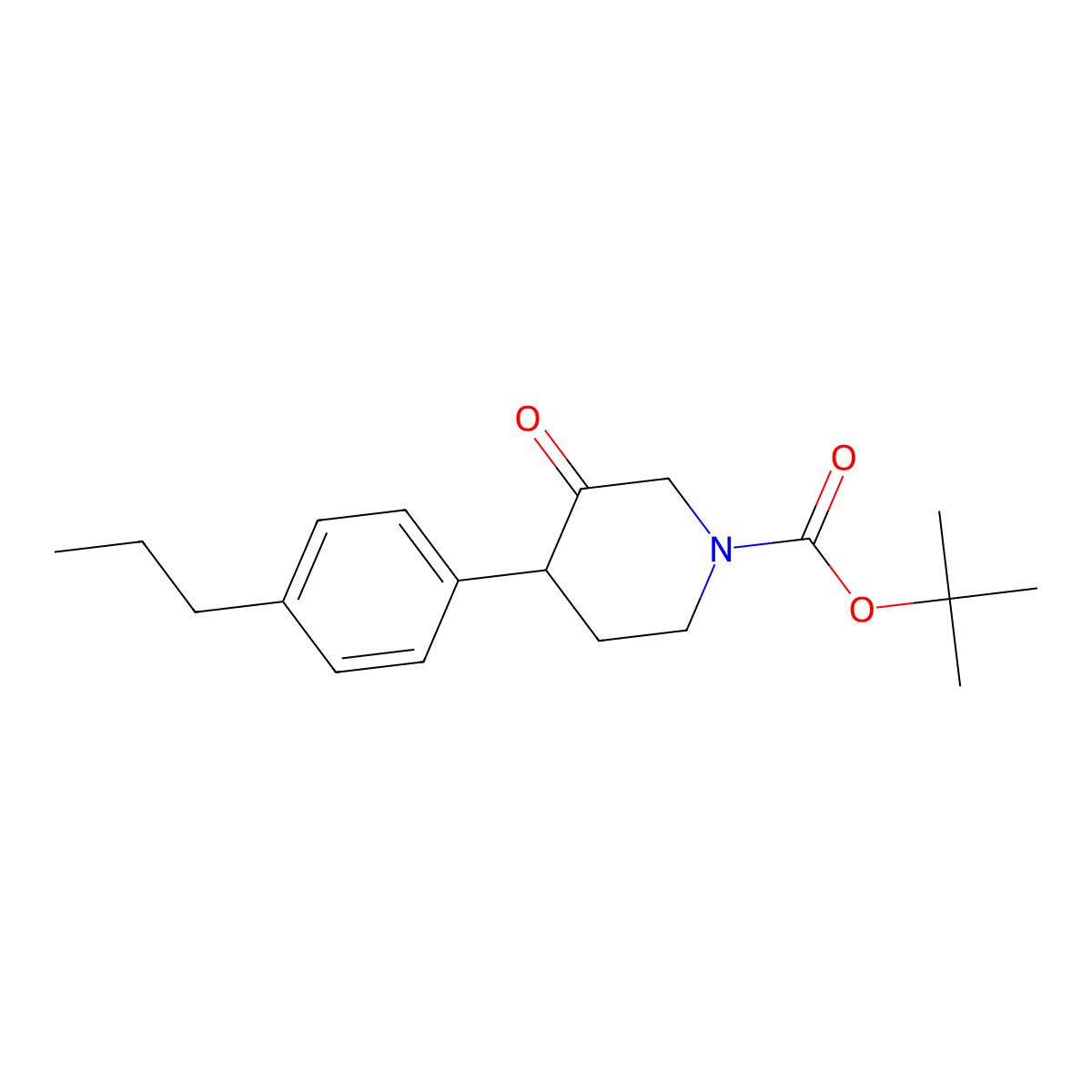 Tert-butyl 3-oxo-4-(4-propylphenyl)piperidine-1-carboxylate molecular structure, CAS 1354963-71-5