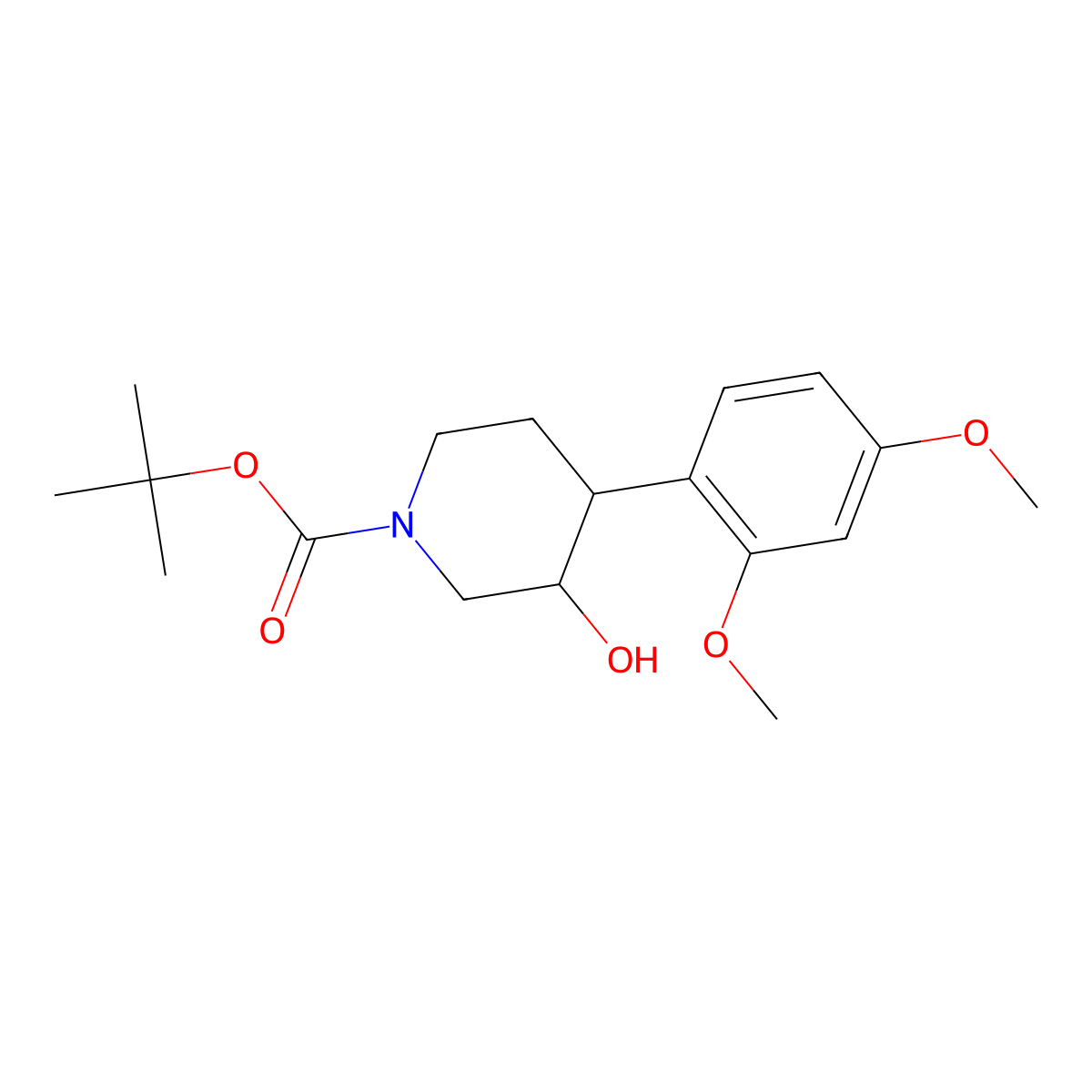Tert-butyl 4-(2,4-dimethoxyphenyl)-3-hydroxypiperidine-1-carboxylate molecular structure, CAS 1354963-72-6