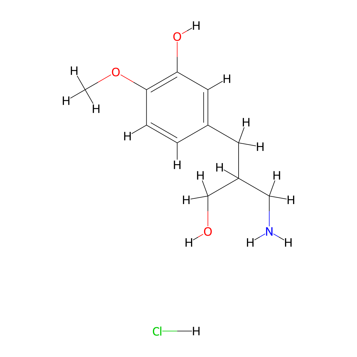 5-[2-(Aminomethyl)-3-hydroxypropyl]-2-methoxyphenol hydrochloride molecular structure, CAS 1354963-81-7