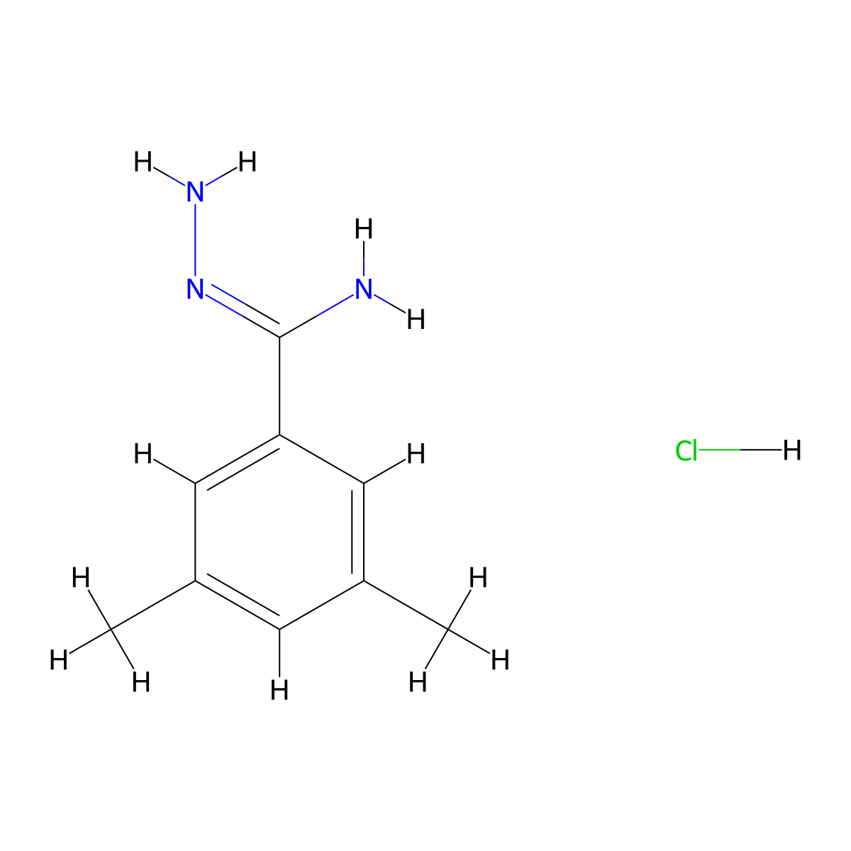 N'-amino-3,5-dimethylbenzene-1-carboximidamide hydrochloride molecular structure, CAS 1354968-76-5