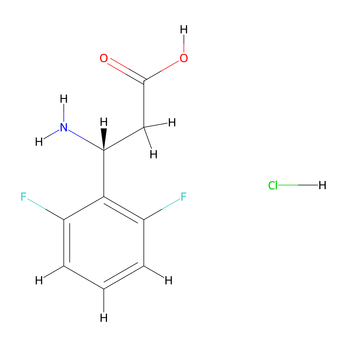 (3R)-3-amino-3-(2,6-difluorophenyl)propanoic acid hydrochloride molecular structure, CAS 1354970-44-7