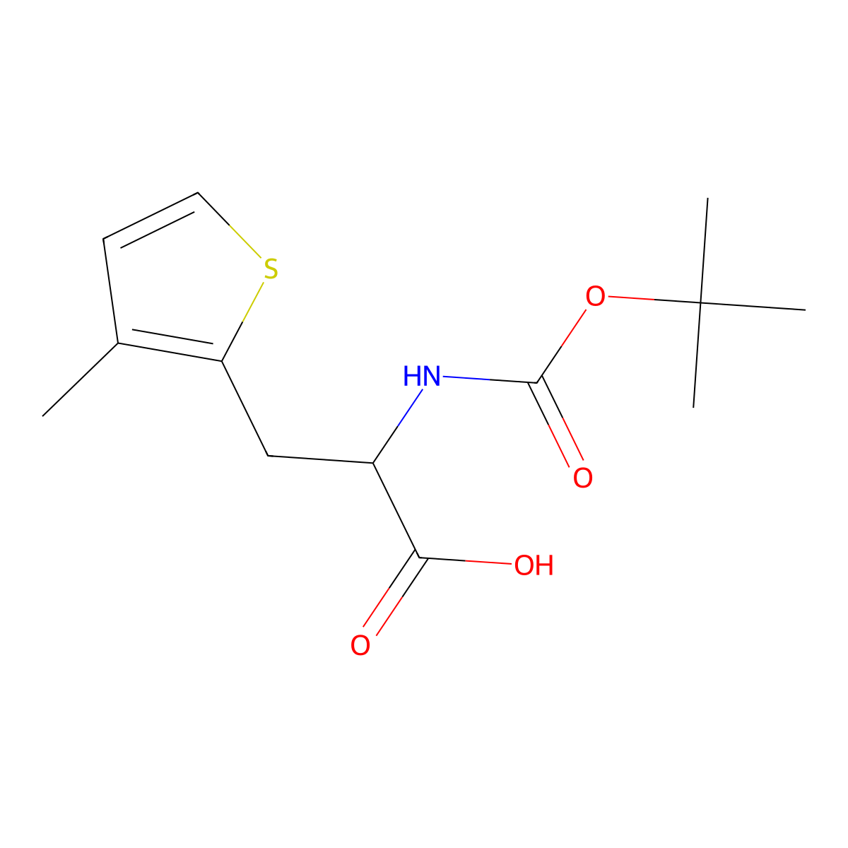 (2R)-2-{[(tert-butoxy)carbonyl]amino}-3-(3-methylthiophen-2-yl)propanoic acid molecular structure, CAS 1354970-51-6
