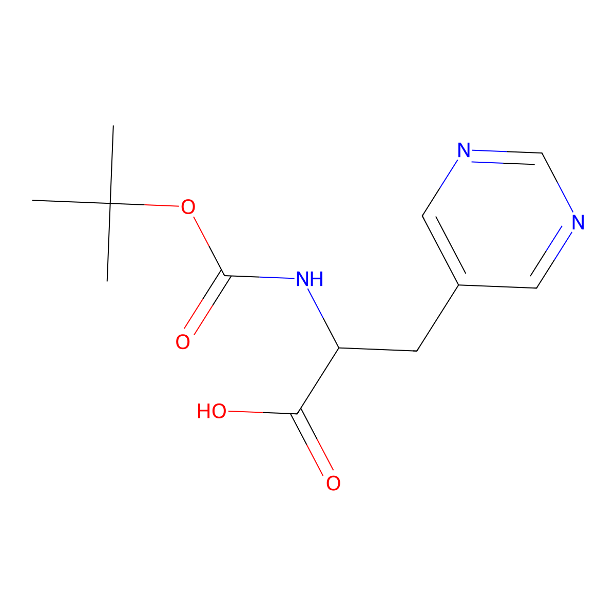 (2R)-2-{[(tert-butoxy)carbonyl]amino}-3-(pyrimidin-5-yl)propanoic acid molecular structure, CAS 1354970-54-9