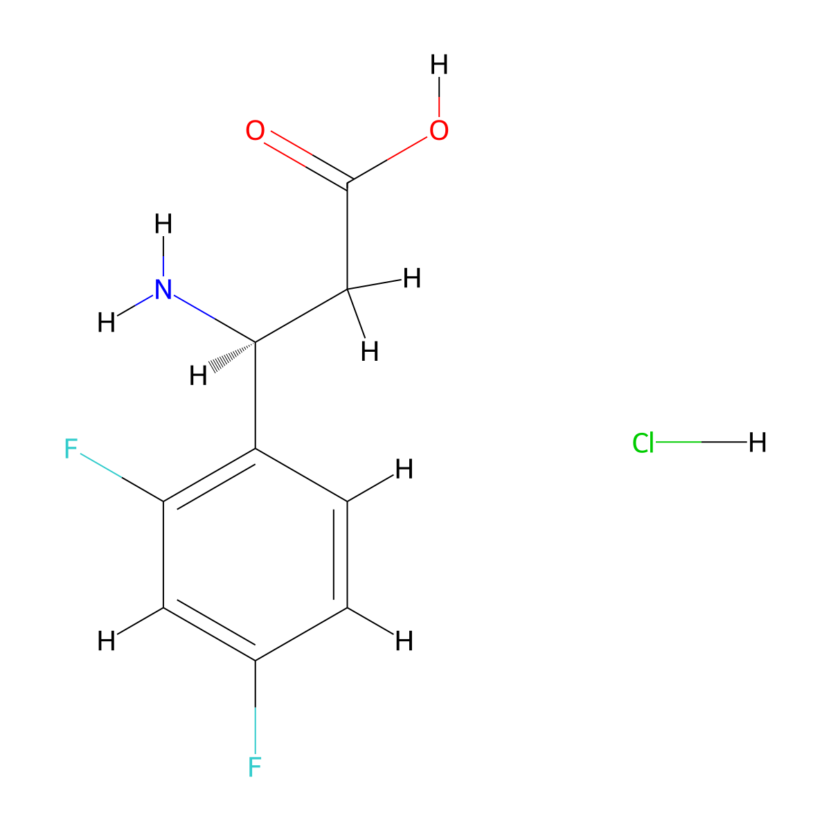 (3S)-3-amino-3-(2,4-difluorophenyl)propanoic acid hydrochloride molecular structure, CAS 1354970-73-2