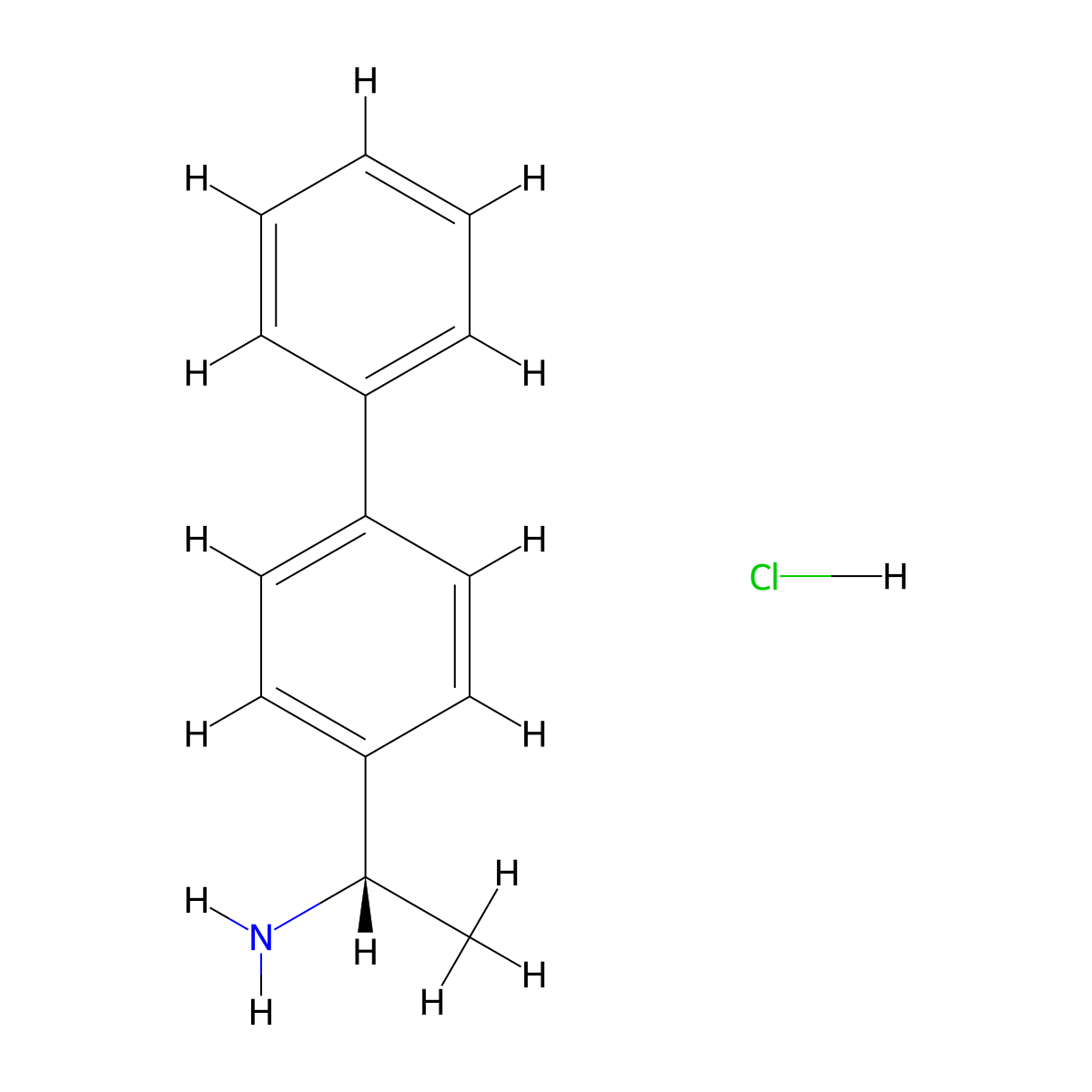 (1S)-1-(4-phenylphenyl)ethan-1-amine hydrochloride molecular structure, CAS 1354970-76-5