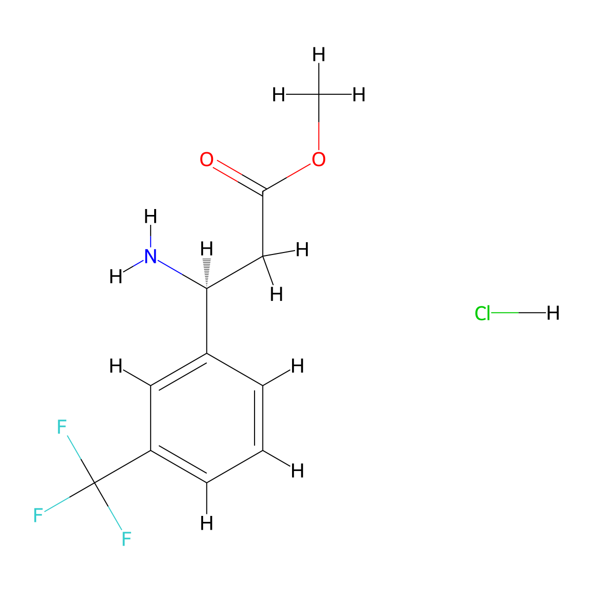 methyl (3S)-3-amino-3-[3-(trifluoromethyl)phenyl]propanoate hydrochloride molecular structure, CAS 1354970-79-8