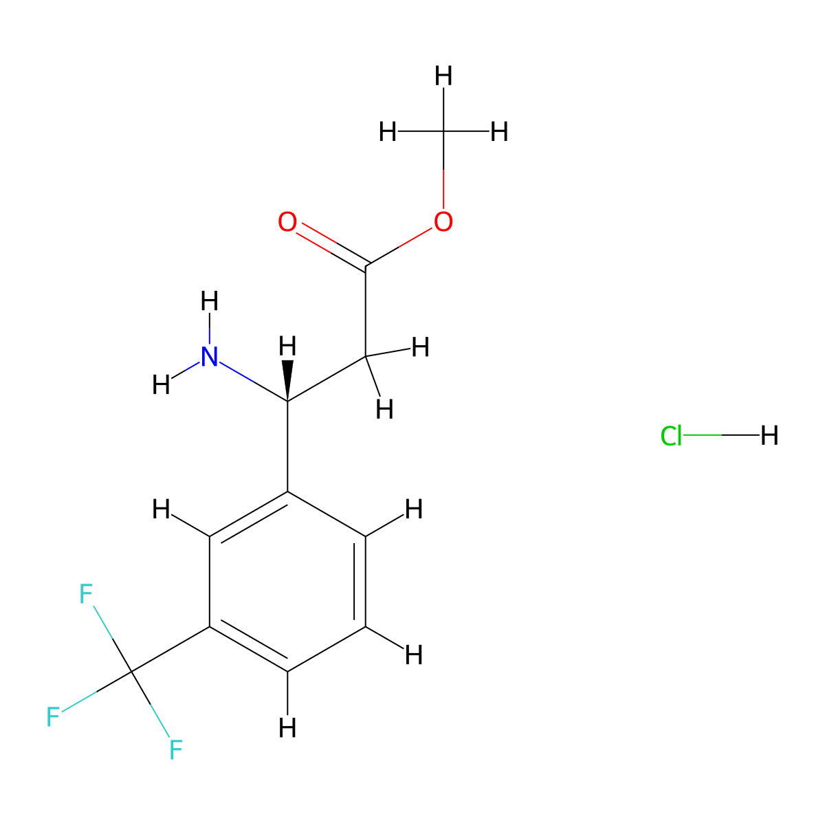 methyl (3R)-3-amino-3-(3-(trifluoromethyl)phenyl)propanoate hydrochloride molecular structure, CAS 1354970-82-3
