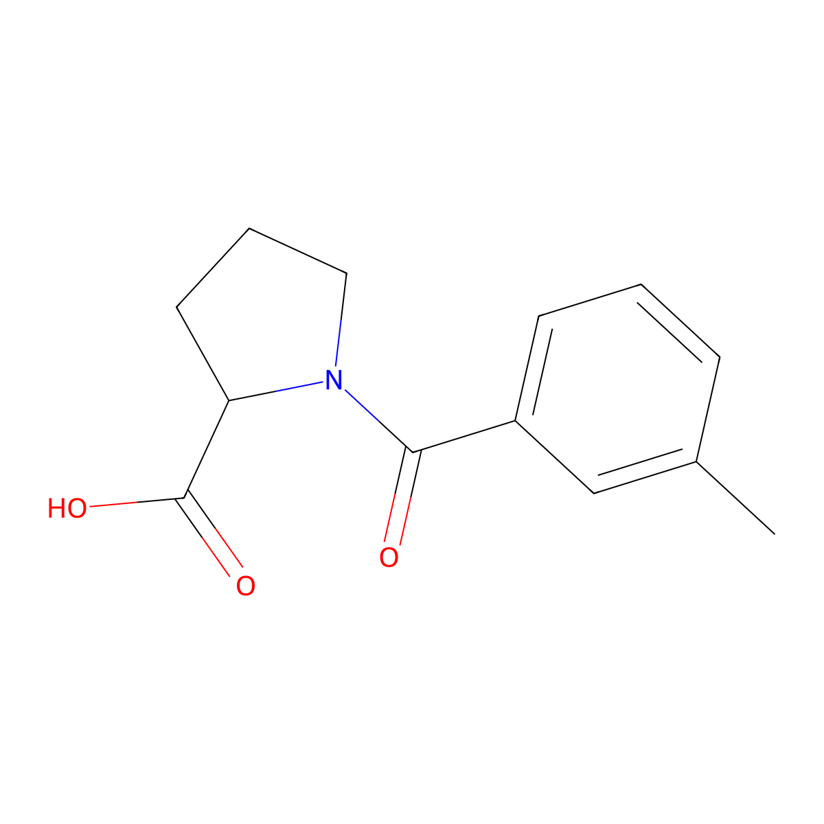 (2R)-1-(3-methylbenzoyl)pyrrolidine-2-carboxylic acid molecular structure, CAS 1354970-89-0
