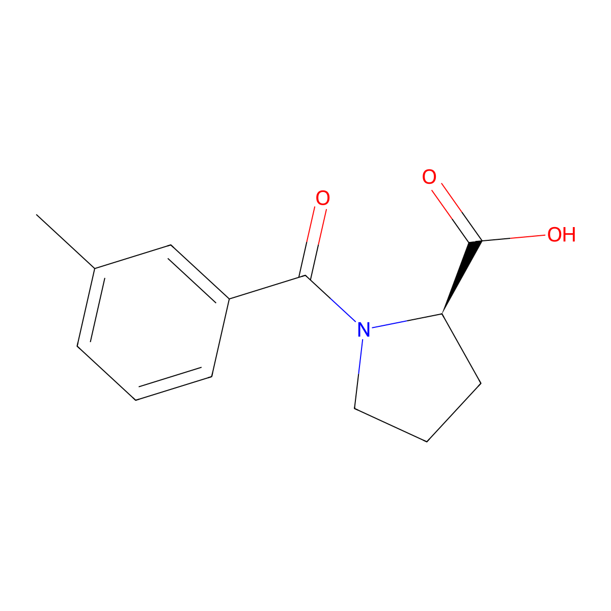 (2R)-1-(3-methylbenzoyl)pyrrolidine-2-carboxylic acid molecular structure, CAS 1354970-89-0