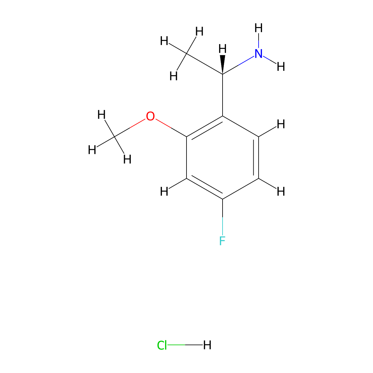 (1S)-1-(4-fluoro-2-methoxyphenyl)ethan-1-amine hydrochloride molecular structure, CAS 1354970-91-4