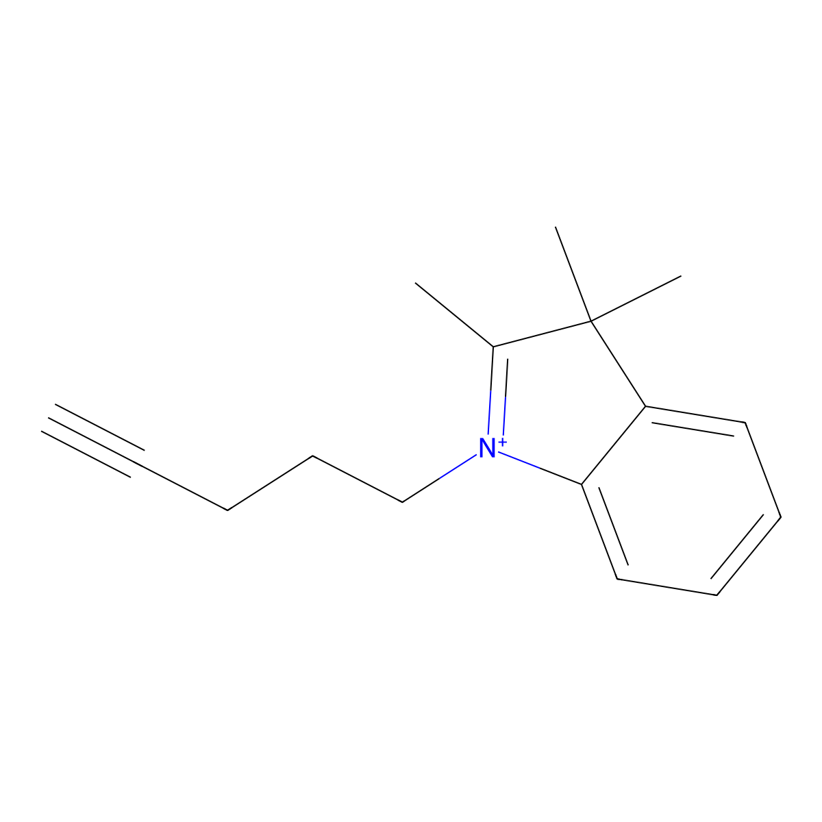 2,3,3-Trimethyl-1-(pent-4-yn-1-yl)-3H-indol-1-ium molecular structure, CAS 1355003-39-2
