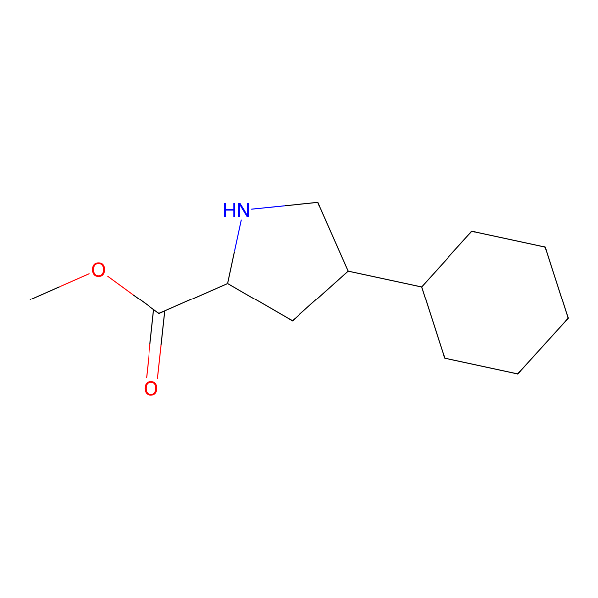 Methyl 4-cyclohexylpyrrolidine-2-carboxylate molecular structure, CAS 1355004-59-9