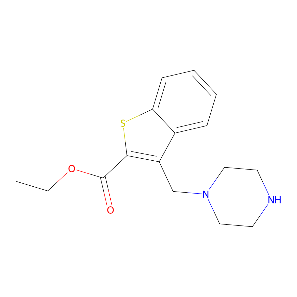 Ethyl 3-[(piperazin-1-yl)methyl]-1-benzothiophene-2-carboxylate molecular structure, CAS 1355004-60-2