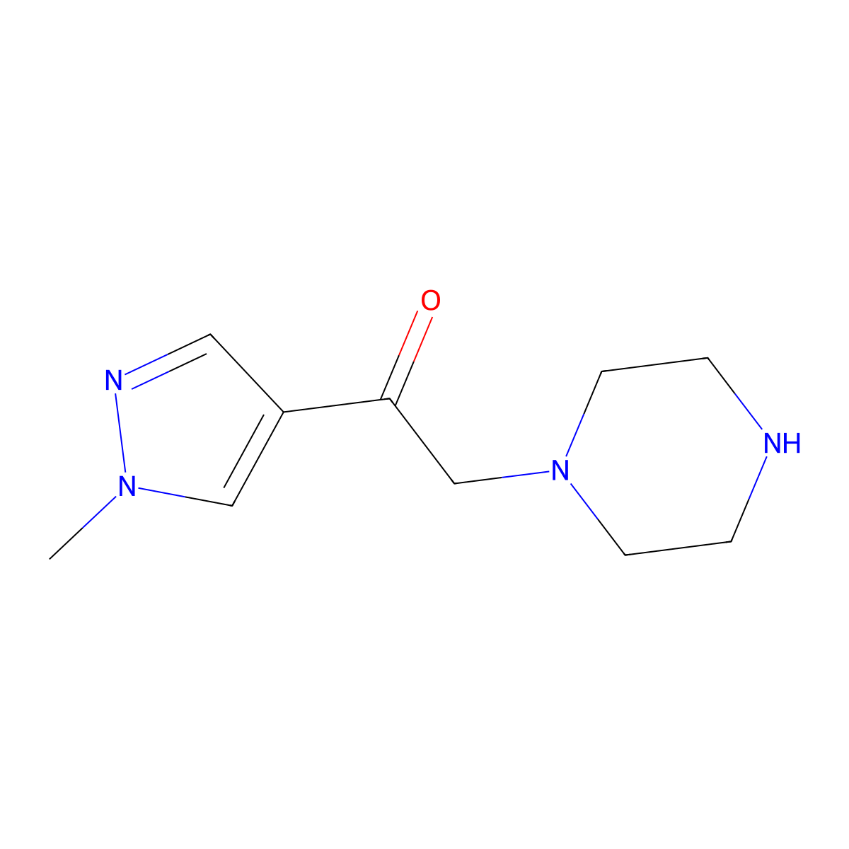 1-(1-Methylpyrazol-4-yl)-2-piperazin-1-yl-ethanone molecular structure, CAS 1355004-66-8