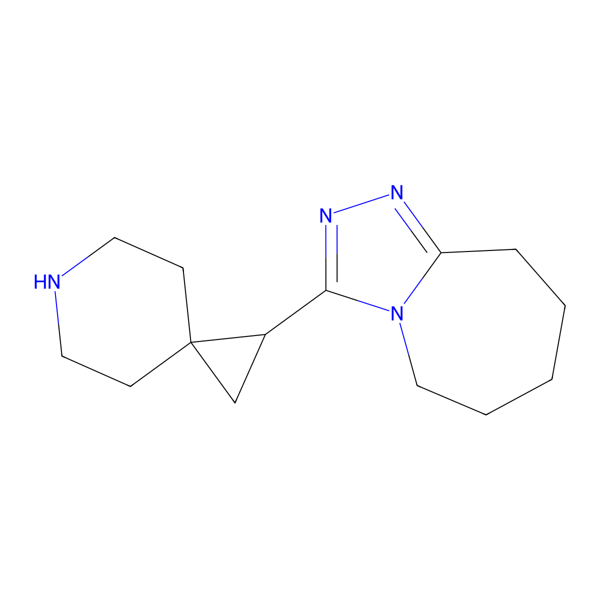 1-{5H,6H,7H,8H,9H-[1,2,4]triazolo[4,3-a]azepin-3-yl}-6-azaspiro[2.5]octane molecular structure, CAS 1355004-69-1