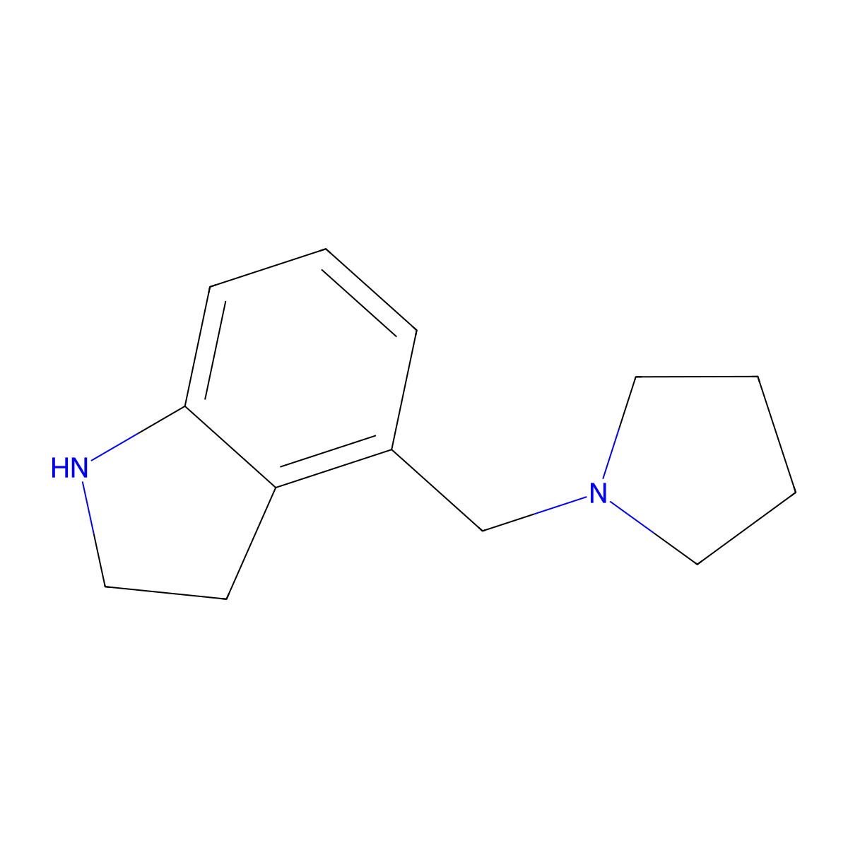 4-(pyrrolidin-1-ylmethyl)-2,3-dihydro-1H-indole molecular structure, CAS 1355004-73-7