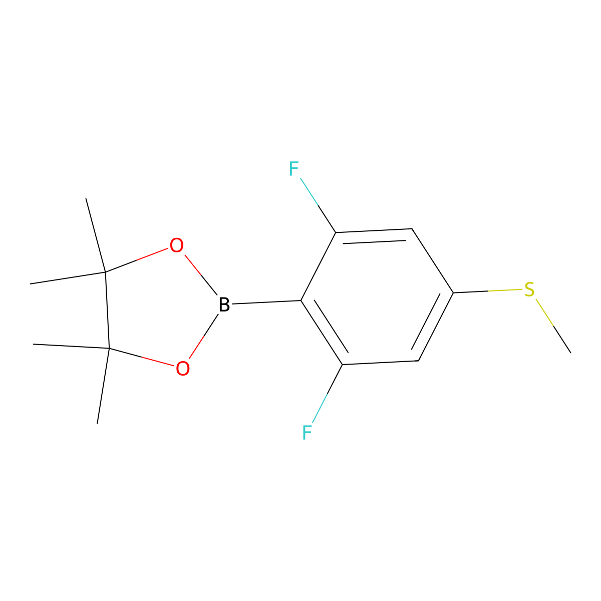 2-(2,6-Difluoro-4-(methylthio)phenyl)-4,4,5,5-tetramethyl-1,3,2-dioxaborolane molecular structure, CAS 1355011-25-4