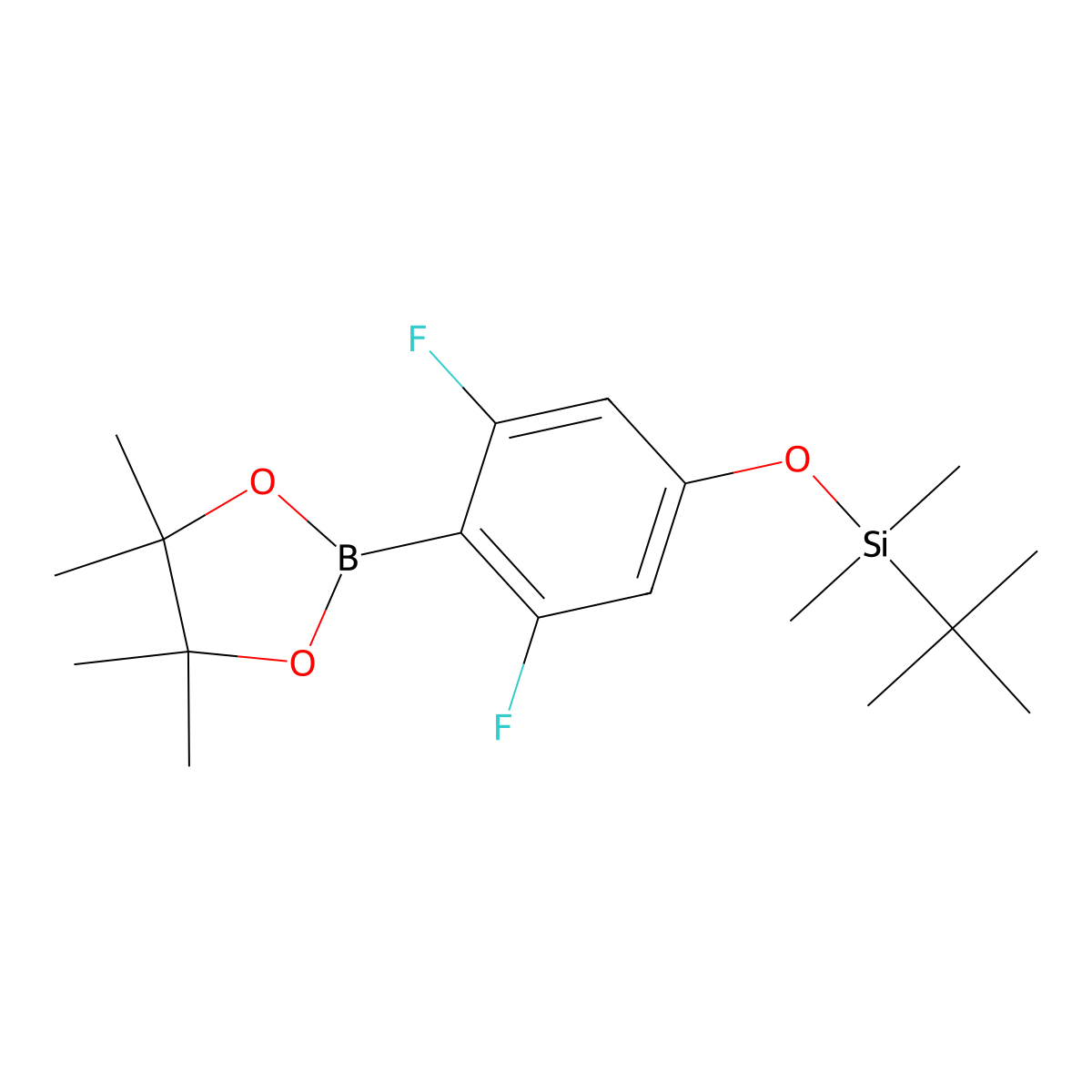 Tert-butyl(3,5-difluoro-4-(4,4,5,5-tetramethyl-1,3,2-dioxaborolan-2-yl)phenoxy)dimethylsilane molecular structure, CAS 1355011-29-8