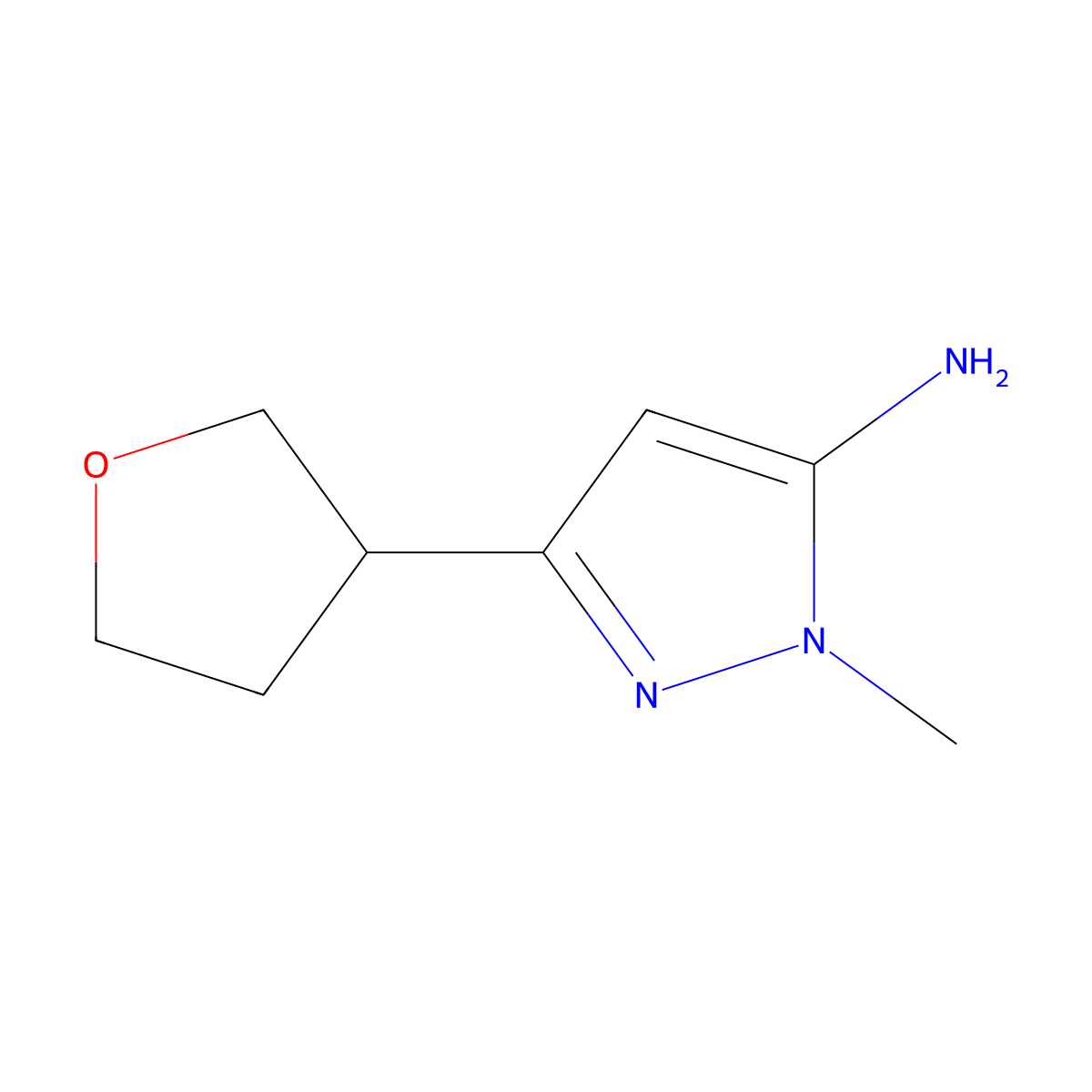 1-Methyl-3-(oxolan-3-yl)-1H-pyrazol-5-amine molecular structure, CAS 1355031-26-3