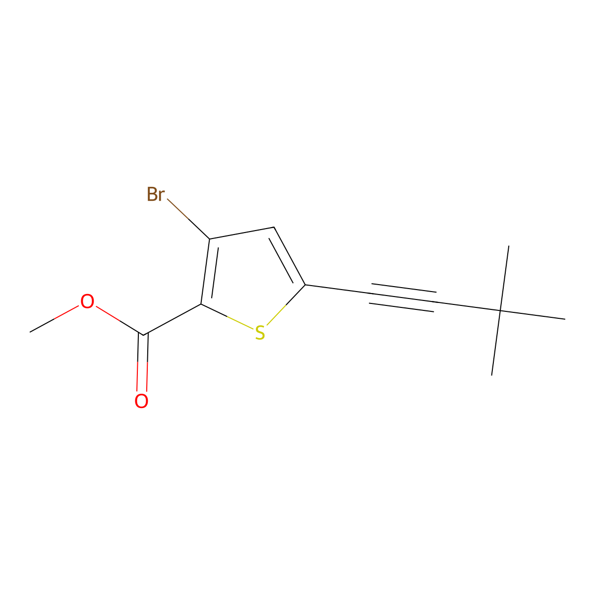 Methyl 3-bromo-5-(3,3-dimethylbut-1-yn-1-yl)thiophene-2-carboxylate molecular structure, CAS 1355039-59-6