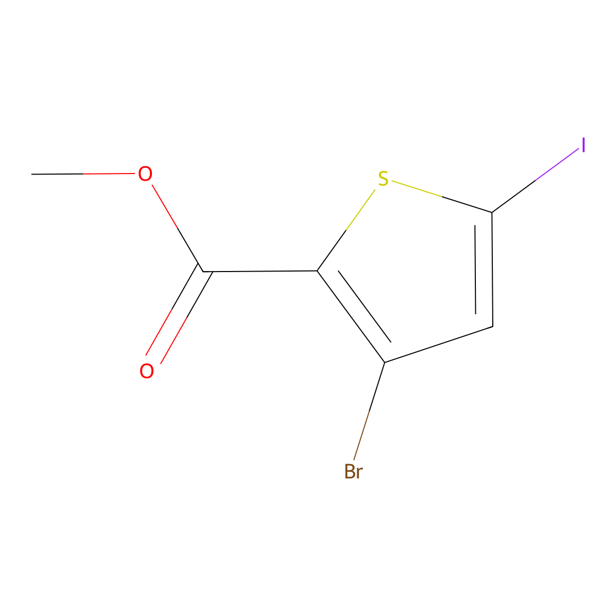 Methyl 3-bromo-5-iodothiophene-2-carboxylate molecular structure, CAS 1355039-67-6
