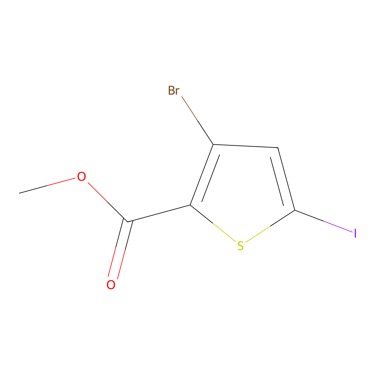 Methyl 3-bromo-5-iodothiophene-2-carboxylate molecular structure, CAS 1355039-67-6
