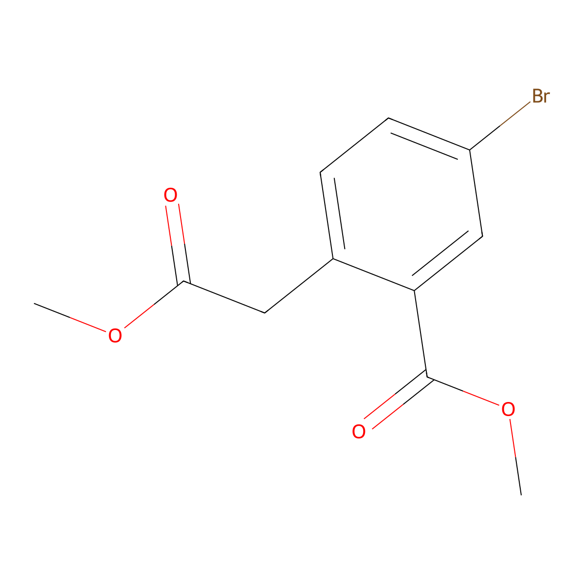 Methyl 5-bromo-2-(2-methoxy-2-oxoethyl)benzoate molecular structure, CAS 1355048-98-4