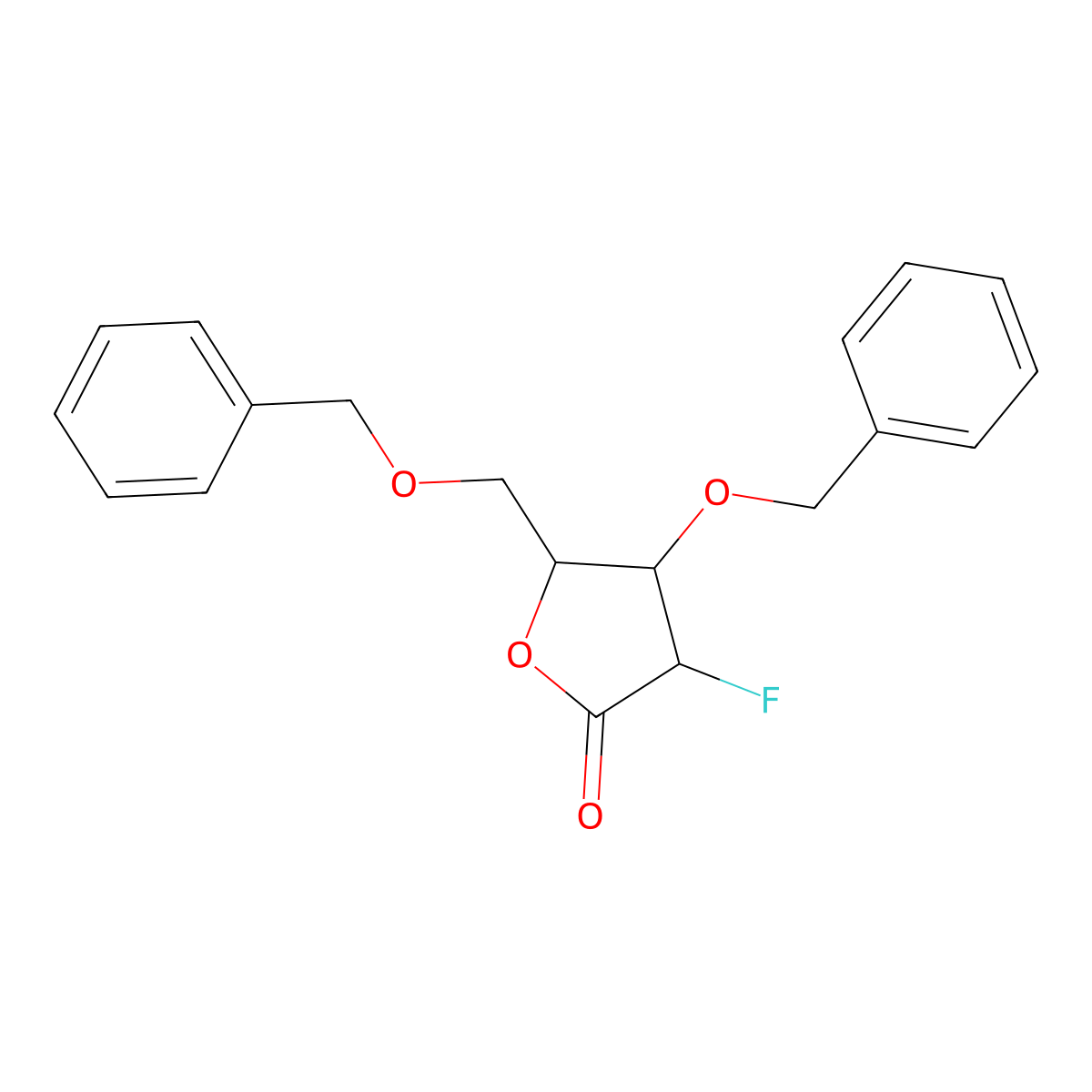(3R,4R,5R)-4-Benzyloxy-5-(benzyloxymethyl)-3-fluoro-tetrahydrofuran-2-one molecular structure, CAS 1355049-97-6