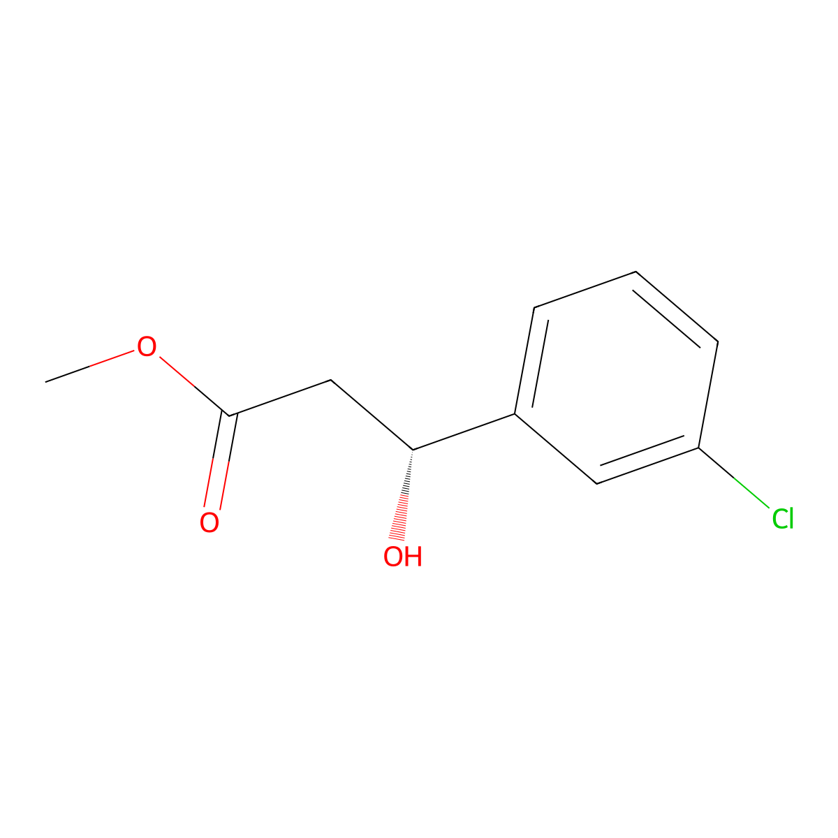 Methyl (r)-3-(3-chlorophenyl)-3-hydroxypropanoate molecular structure, CAS 135505-20-3