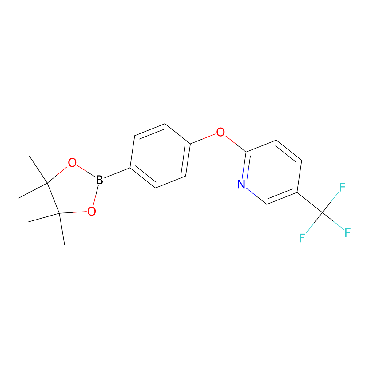 2-[4-(Tetramethyl-1,3,2-dioxaborolan-2-yl)phenoxy]-5-(trifluoromethyl)pyridine molecular structure, CAS 1355052-60-6