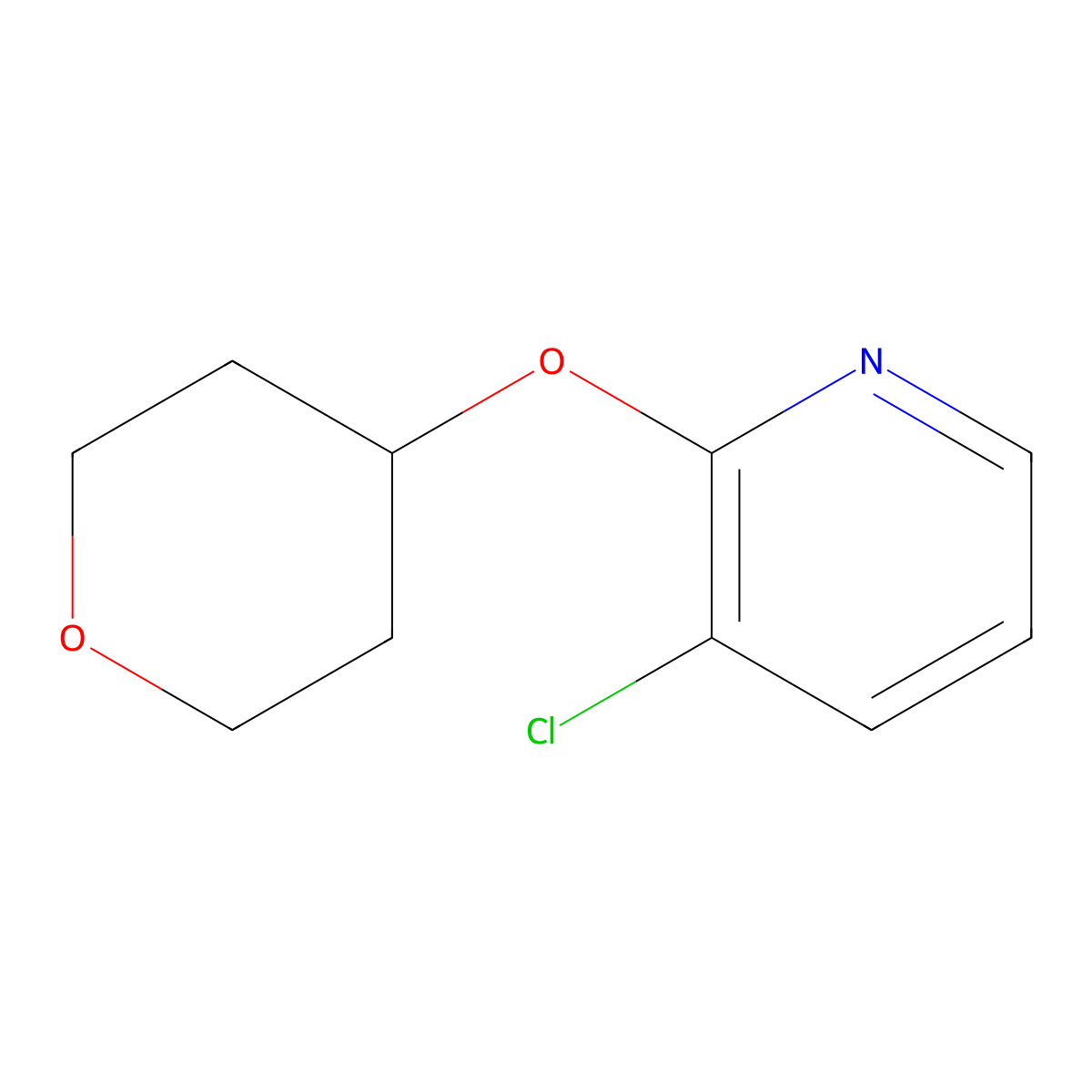 3-Chloro-2-((tetrahydro-2H-pyran-4-YL)oxy)pyridine molecular structure, CAS 1355066-50-0