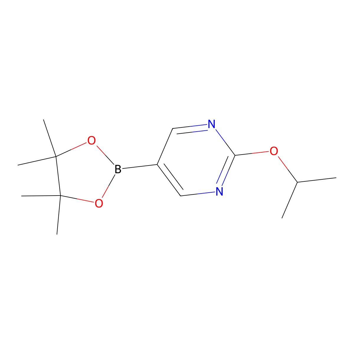 2-Isopropoxy-5-(4,4,5,5-tetramethyl-1,3,2-dioxaborolan-2-YL)pyrimidine molecular structure, CAS 1355066-82-8
