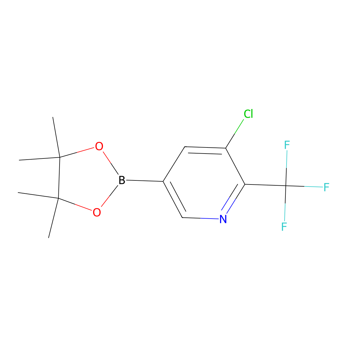 3-Chloro-5-(4,4,5,5-tetramethyl-1,3,2-dioxaborolan-2-yl)-2-(trifluoromethyl)pyridine molecular structure, CAS 1355067-84-3