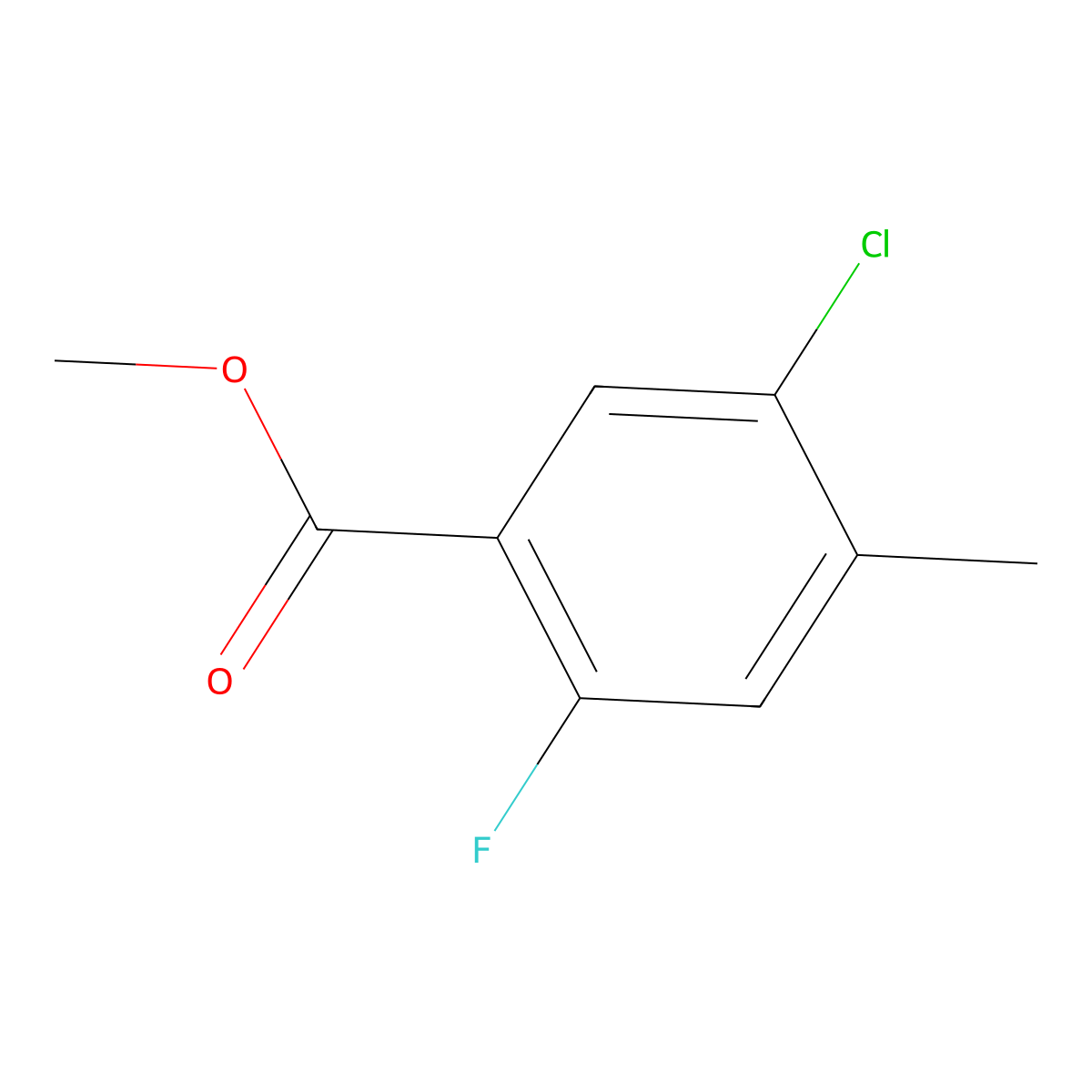 Methyl 5-chloro-2-fluoro-4-methylbenzoate molecular structure, CAS 1355070-62-0
