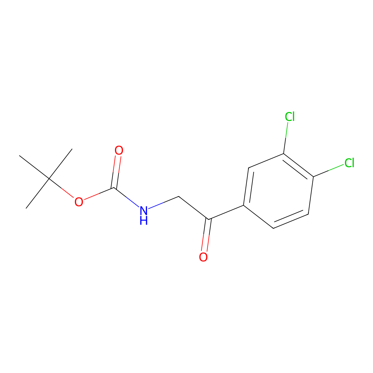 tert-butyl N-[2-(3,4-dichlorophenyl)-2-oxoethyl]carbamate molecular structure, CAS 1355083-17-8