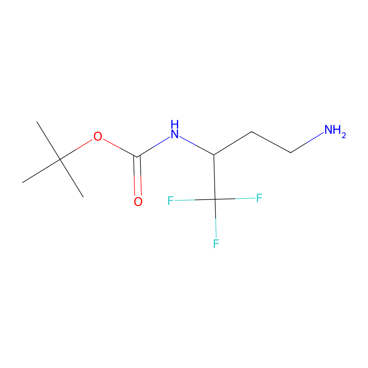 tert-butyl N-(4-amino-1,1,1-trifluorobutan-2-yl)carbamate molecular structure, CAS 1355083-50-9