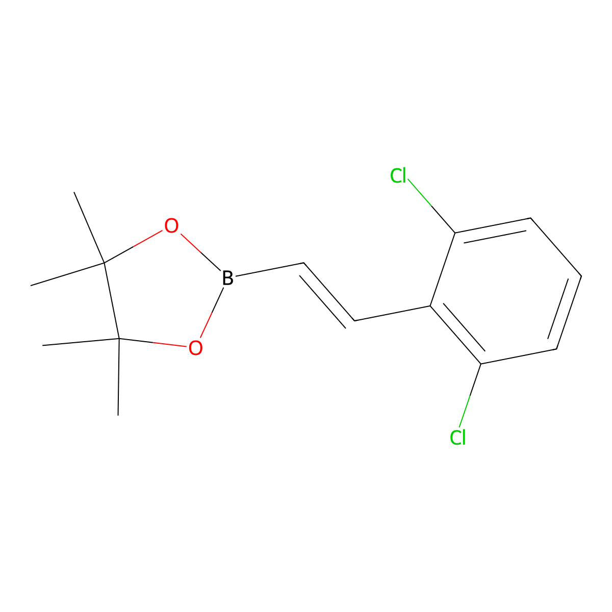 2-[(E)-2-(2,6-dichlorophenyl)ethenyl]-4,4,5,5-tetramethyl-1,3,2-dioxaborolane molecular structure, CAS 1355090-12-8
