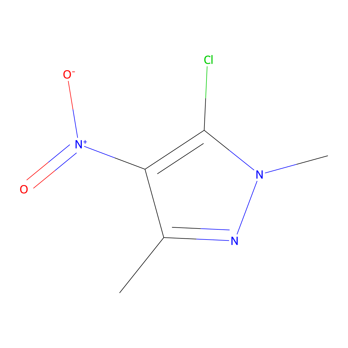 5-Chloro-1,3-dimethyl-4-nitro-1H-pyrazole molecular structure, CAS 13551-73-0