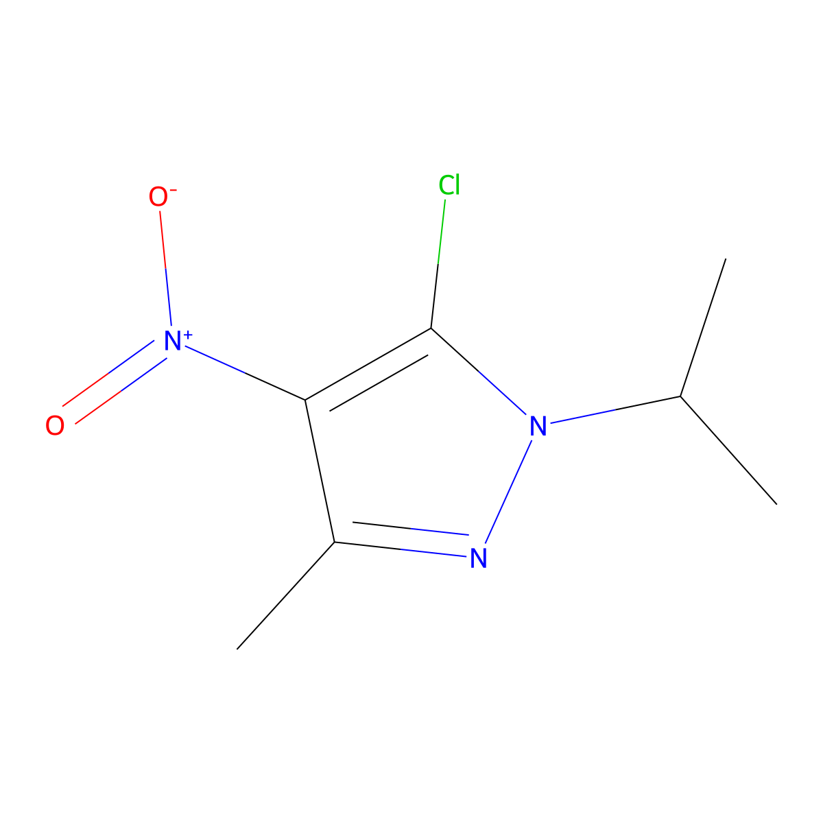 5-chloro-3-methyl-4-nitro-1-(propan-2-yl)-1H-pyrazole molecular structure, CAS 13551-75-2