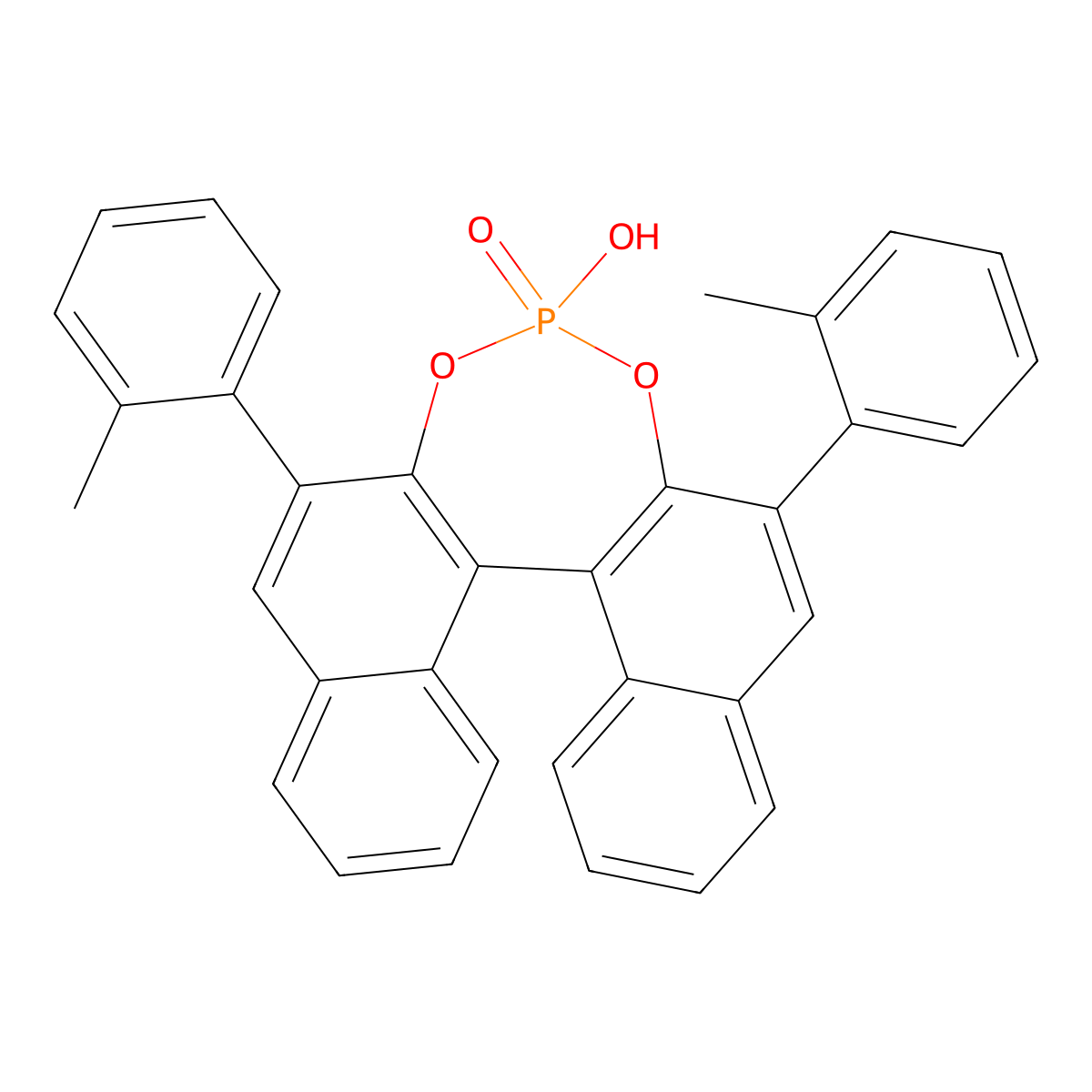 (11bS)-4-Hydroxy-2,6-di-o-tolyldinaphtho[2,1-d:1',2'-f][1,3,2]dioxaphosphepine 4-oxide molecular structure, CAS 1355156-96-5