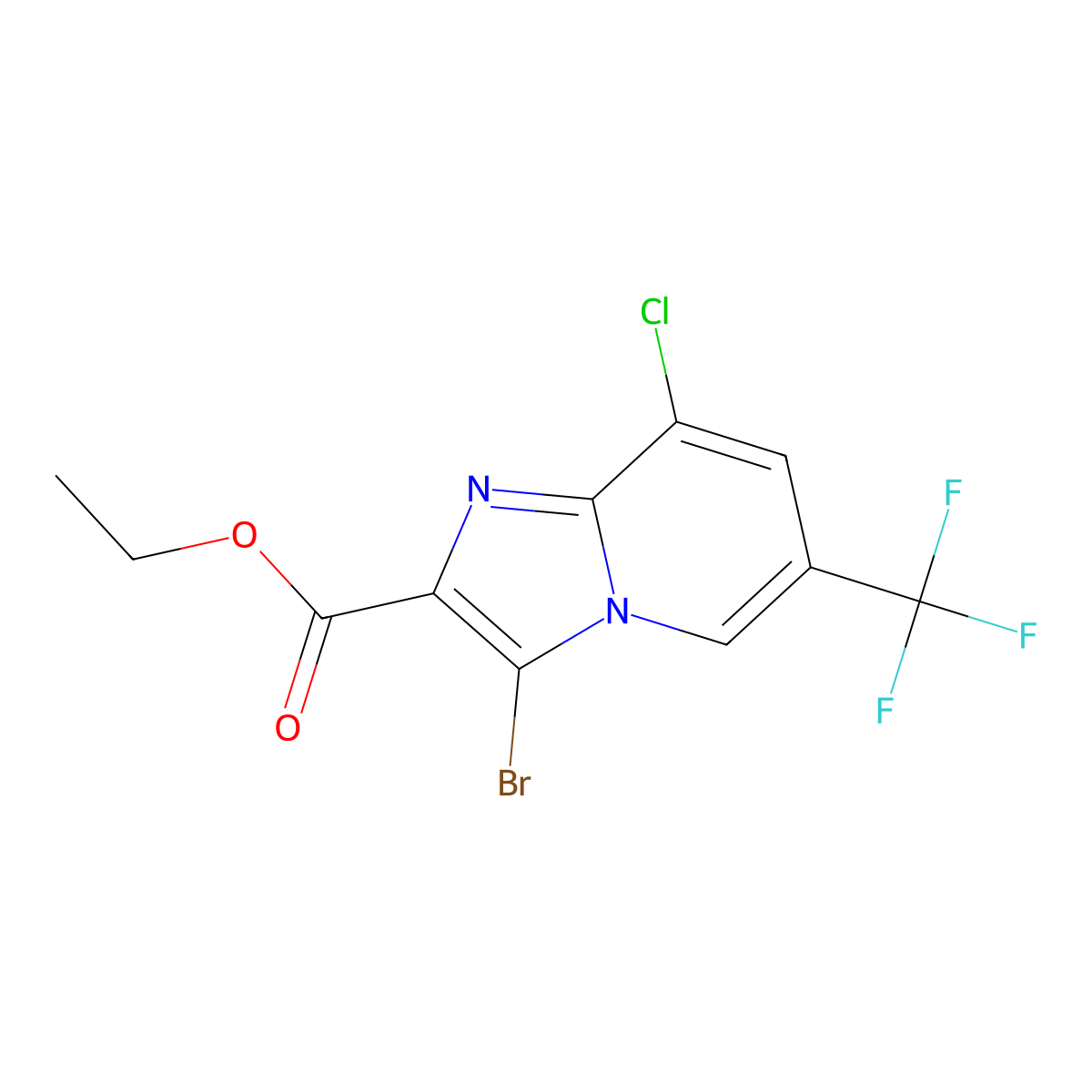Ethyl 3-bromo-8-chloro-6-(trifluoromethyl)imidazo[1,2-a]pyridine-2-carboxylate molecular structure, CAS 1355170-29-4