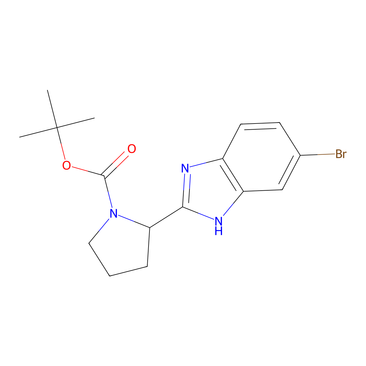 2-(6-bromo-1H-benzimidazol-2-yl)pyrrolidine-1-carboxylic acid tert-butyl ester molecular structure, CAS 1355170-68-1
