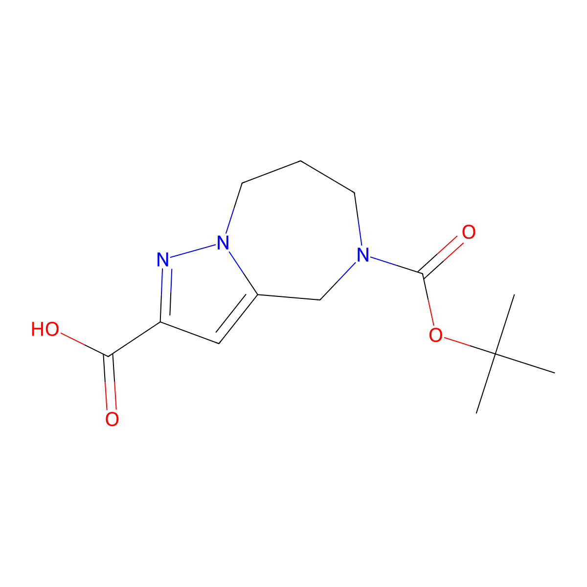 5-[(tert-butoxy)carbonyl]-4H,5H,6H,7H,8H-pyrazolo[1,5-a][1,4]diazepine-2-carboxylic acid molecular structure, CAS 1355170-97-6