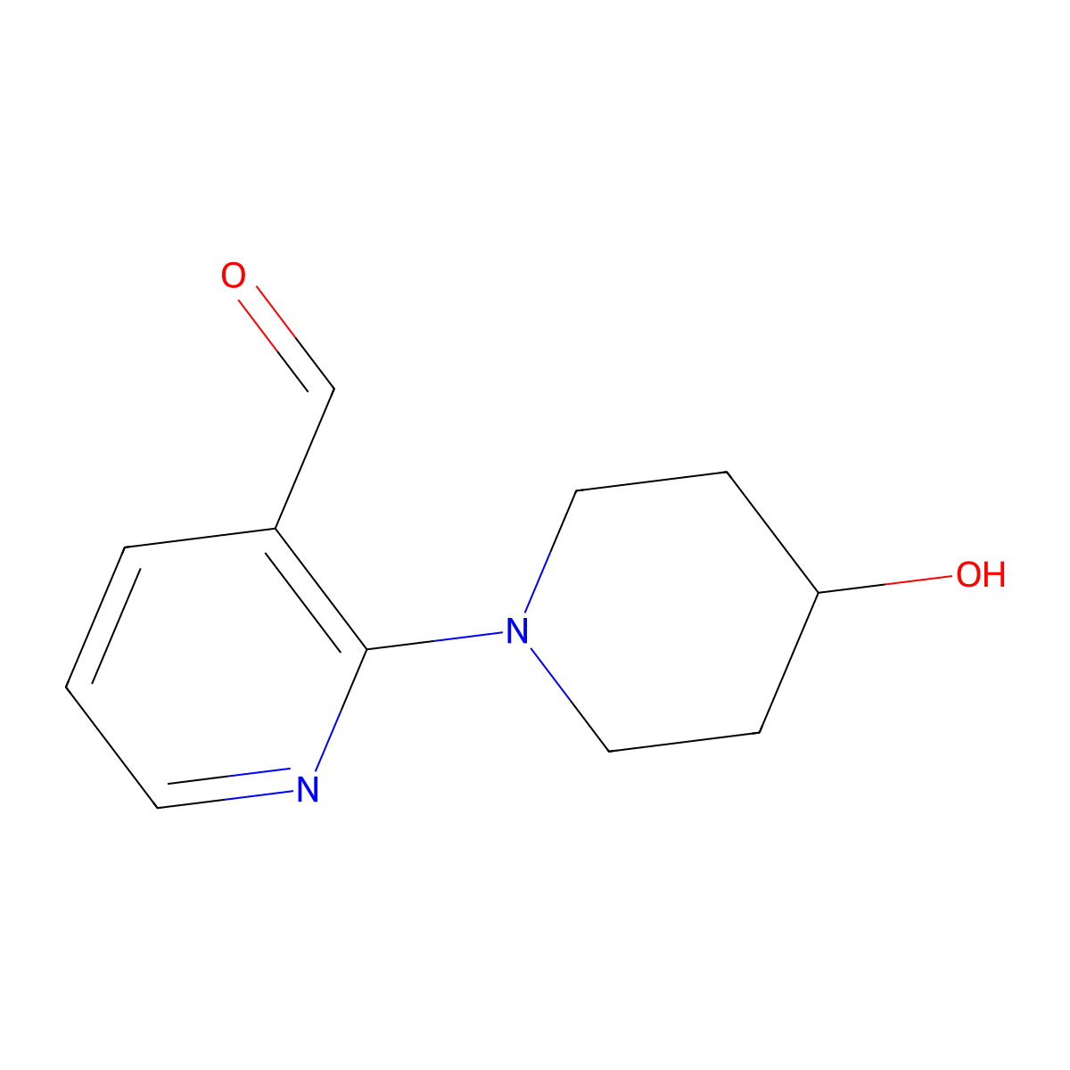 2-(4-Hydroxypiperidin-1-yl)pyridine-3-carbaldehyde molecular structure, CAS 1355171-02-6