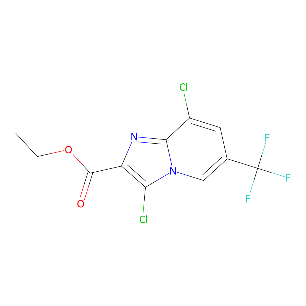 Ethyl 3,8-dichloro-6-(trifluoromethyl)imidazo[1,2-a]pyridine-2-carboxylate molecular structure, CAS 1355171-49-1